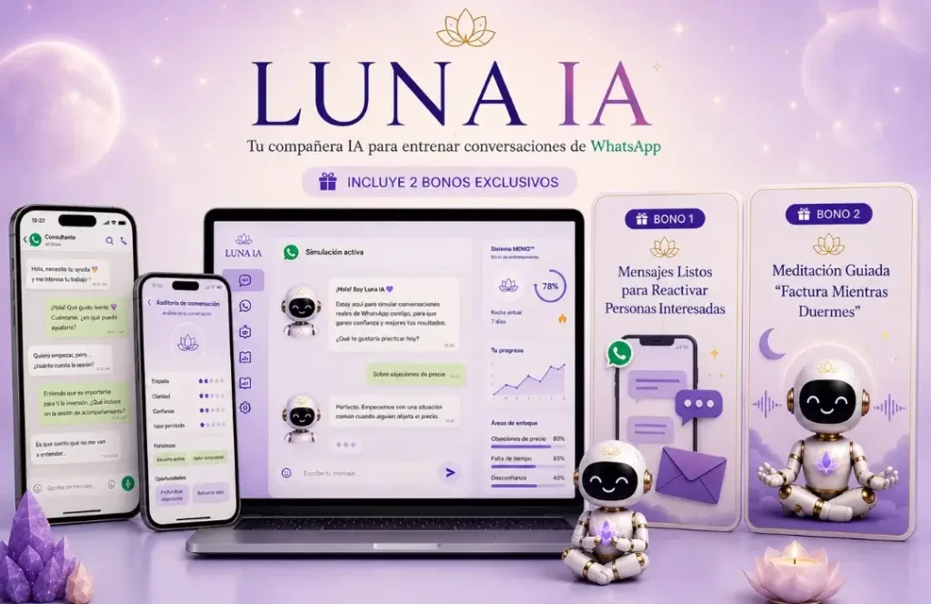 Luna IA en laptop, tablet y celular